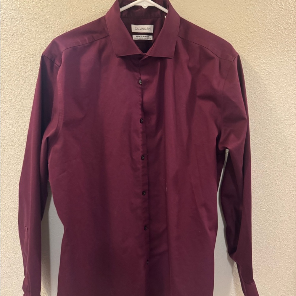 Calvin Klein Men's Deep Burgundy Dress Shirt